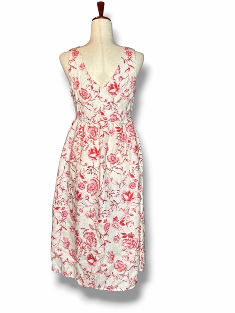 Cynthia Rowley White Floral Sleeveless V-Neck Fit & Flare Midi Dress Size 2 - Picture 4 of 8